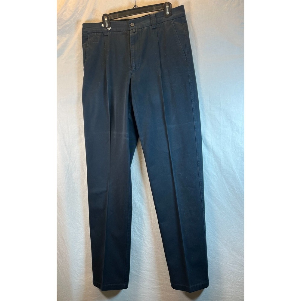 Valentino Sport Mens Pants Sz UR50 L Black Cotton Pleated Trousers Straight Leg‎
